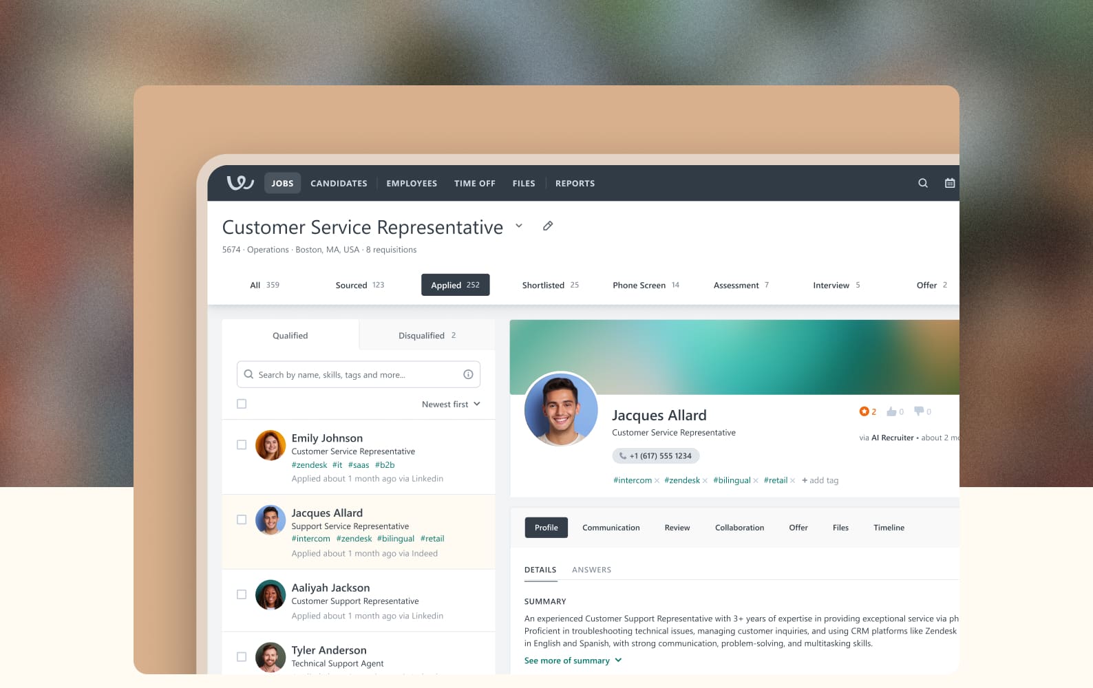 Candidate sourcing suite features