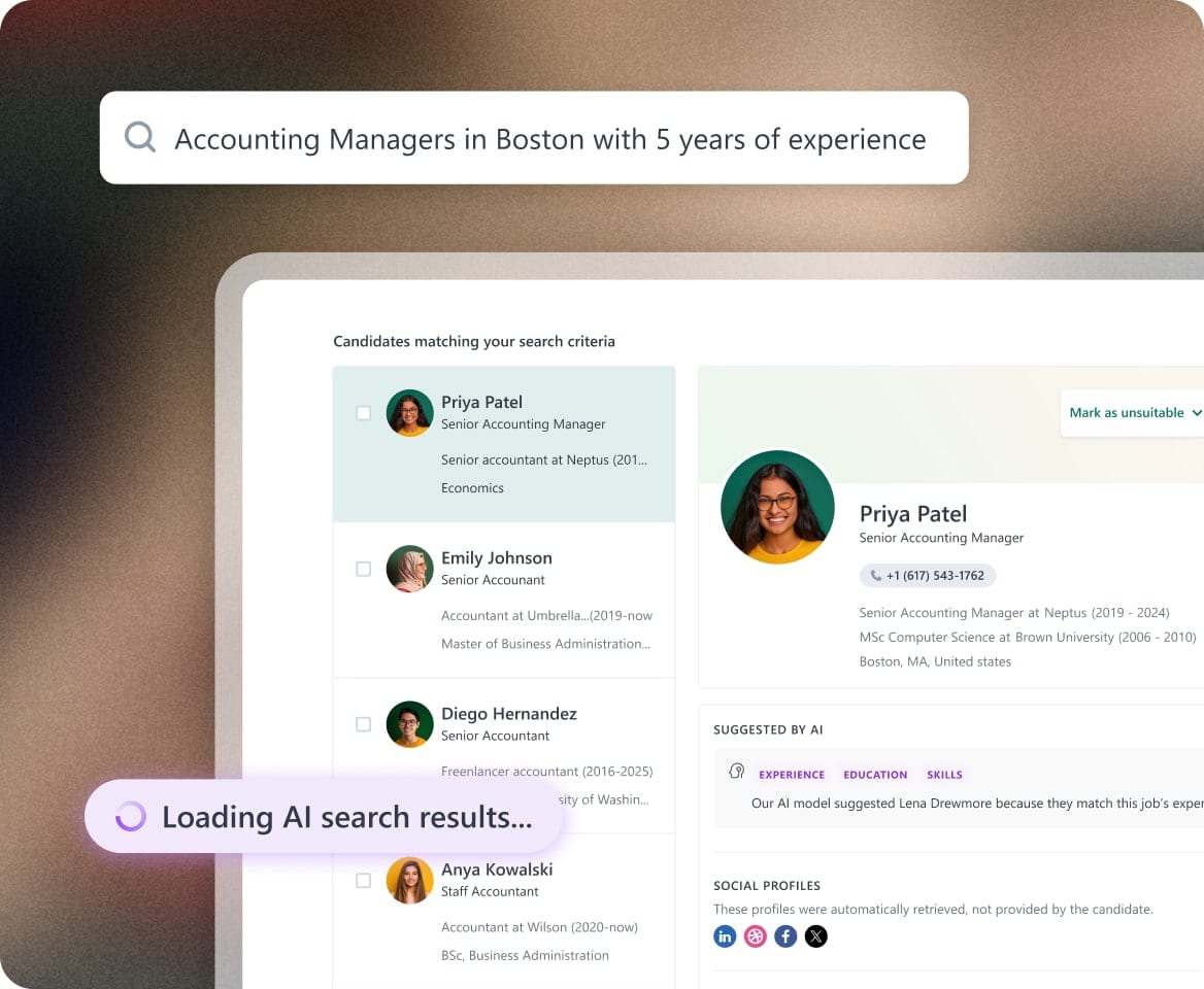 Workable graphic of AI Recruiter for Instant Sourcing